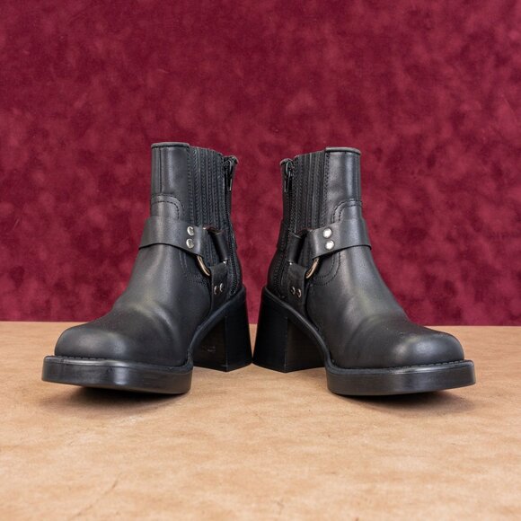 Jeffrey Campbell Women Operator Black Leather Moto Biker Ankle Boots sz 5 - Picture 2 of 8